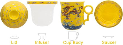 Porcelain Tea Cup with Infuser Lid and Saucer Sets - Image 2