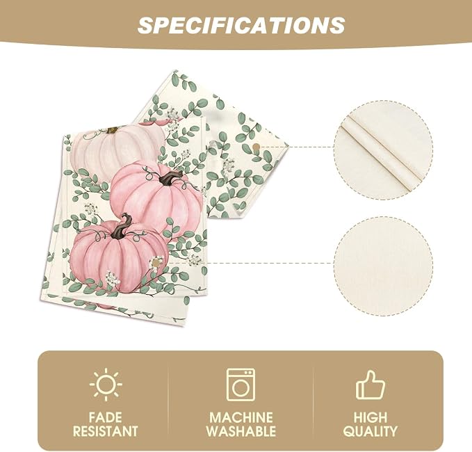 Artoid Mode 210 GSM Fall Table Runner 13x36 Inch Home Party Decor | Pink - Image 4