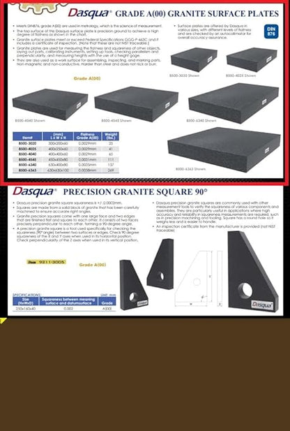 HHIP 4401-4040 15.7 X 15.7 X 2.36" Grade A Granite Surface Plate