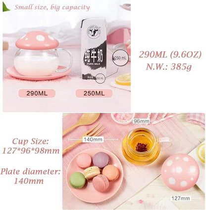 Mushroom Tea Cup Set, Cute Cups Glass Tea Cups - Image 5