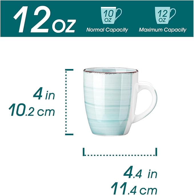 vancasso Bonita 12 Oz Coffee Mugs Set of 6, Ceramic Coffee Cups - Image 2