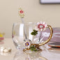 Enamel Sunflower Crystal Lead-Free Glass Tea Cup by JY-Danbady