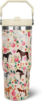 30 oz Horse Tumbler with Handle and Flip Straw, Vacuum Insulated Water Bottle by awufncksn