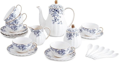 Ceramic Tea Set Vintage Floral, Teapot， Cup and Saucer Set, Sugar Bowl and by Unknown