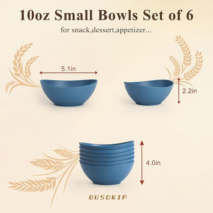 Snack Bowls Set of 6, Unbreakable Wheat Straw Bowls10oz, Small Prep Bowls - Image 2