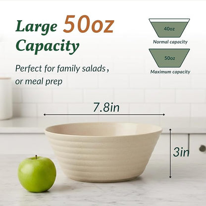 Premium Wheat Straw Bowls, Unbreakable Large Cereal Bowl Set of 6, Alternative - Image 2