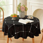 Zobesta Linen Table Cloth Round Tablecloth 53 inch, Washable Farmhouse Soft Boho Black Plaid Round Table Cloth for Party, Holiday, Picnic, Dining, Outdoor