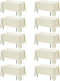 10-Pack Ivory Tablecloths for Rectangle Tables, 60 x 120 Inches, Stain-Resistant Polyester Fabric for 6 Foot Tables - Washable Table Covers for Weddings, Banquets, Birthday Parties, Events