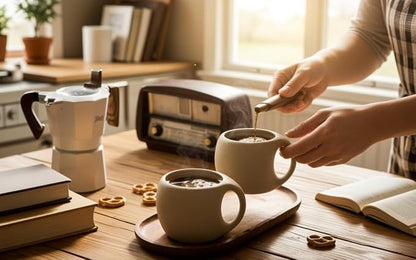 Ceramic Cappuccino Cups with Handle, Natural Beige, 6 oz, Clay Espresso Cups - Image 4