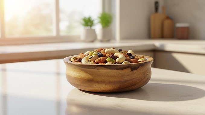 Handmade Wooden Snack Serving & Key Bowl, Decorative Countertop, 6 x 2 Inch | - Image 6