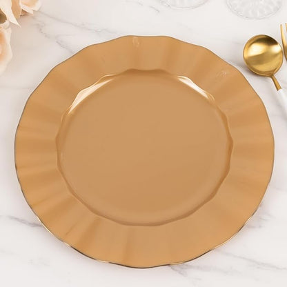 Efavormart 10 Pack | Gold 11" Round Plastic Dinner Plates, Disposable Tableware by efavormart