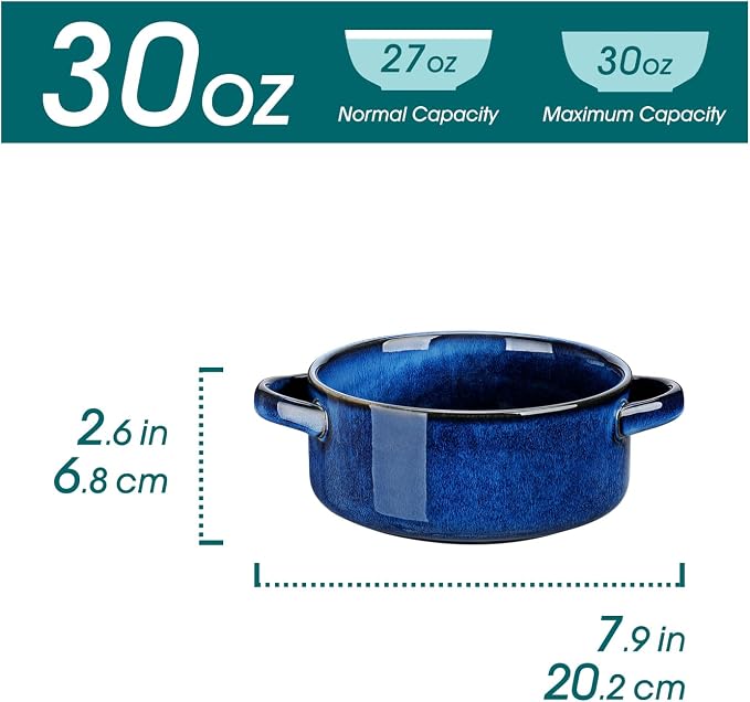 vancasso Starry French Onion Soup Bowls, 30 Oz Soup Crocks Set of 4 | Stoneware - Image 2