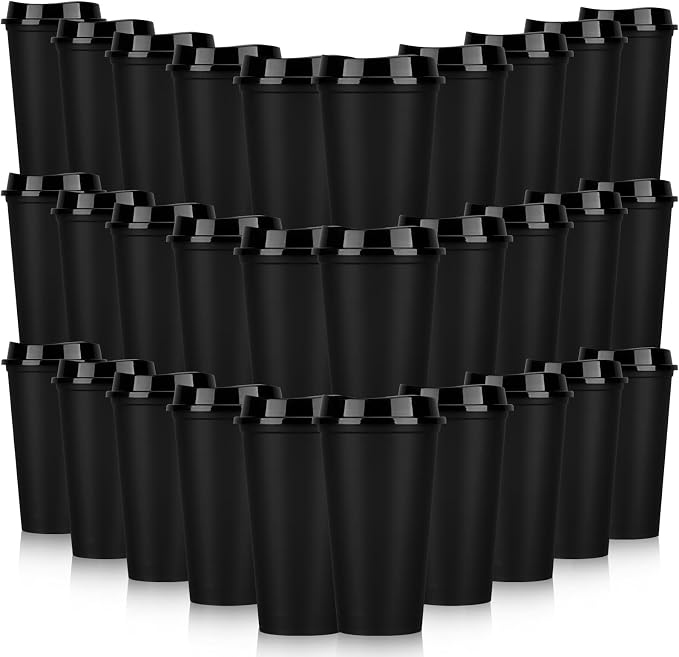 Domensi 30 Pack Reusable Plastic Coffee Cups by Domensi