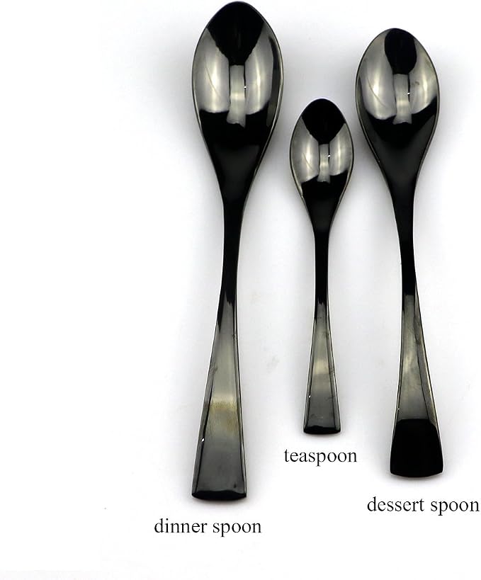 JASHII 18/10 Stainless Steel 24 Piece Mirror Polished Black Flatware Set - Image 6