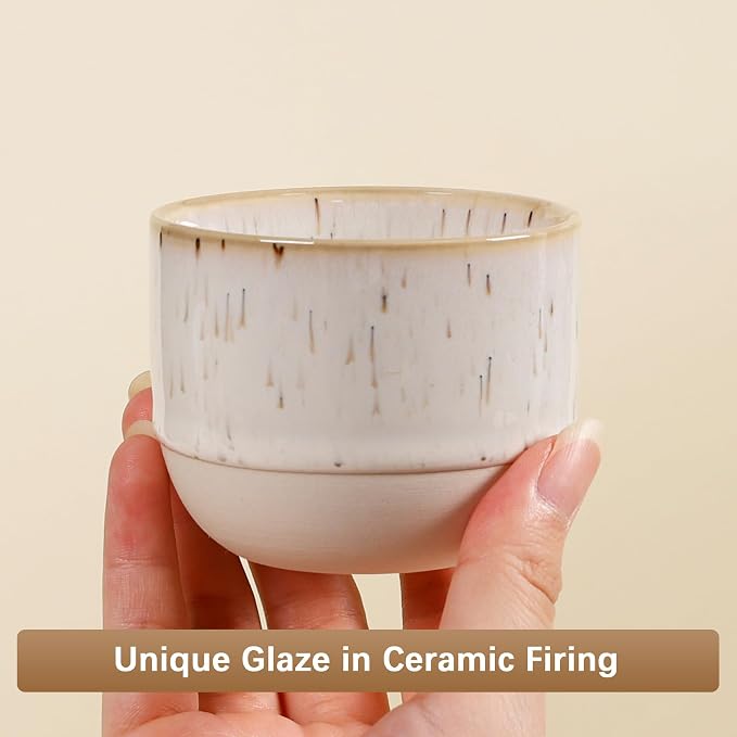 Ceramic Espresso Cups Set of 4, Double Walled Espresso Coffee Mugs - Image 5