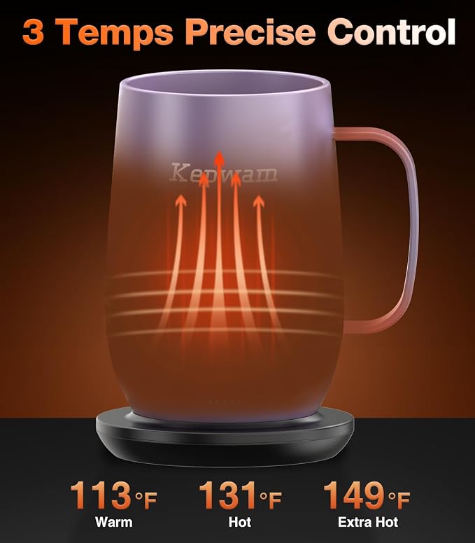 Kepwam Heated Coffee Mug T2-Plus, 20oz Large Capacity Longer Battery Life | - Image 2