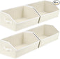 Cube Storage Organizer - Large Bins with Handle, Trapezoid Organizing Baskets for Shelves, Decorative Storage Baskets for Clothes, Blankets, Books, 4 Pack, Beige