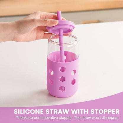 Mrsdry 16 oz Glass Cups with Lids and Straws - Image 8