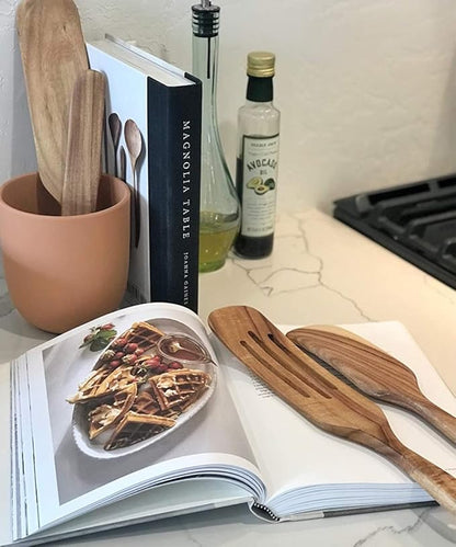 Spurtle Set, Natural Acacia Wooden Kitchen Utensils Set of 4, Wooden Spoons Utensils for Cooking, stirring, Mixing, Serving, spurtles kitchen tools as seen on tv for NonSick Cookware