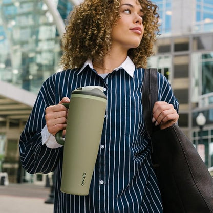 Owala FreeSip Tumbler Stainless Steel Water Bottle 40 oz Off Road | - Image 6