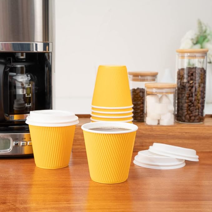 Restaurantware 8 Ounce Double Wall Disposable Coffee Cups, 500 Insulated Yellow - Image 11