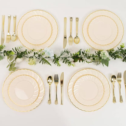 Efavormart 10-Pack 7.5" Ivory Vintage Plastic Salad Dessert Plates by efavormart