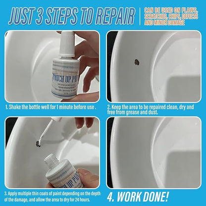 Porcelain Sink Touch Up Paint, High-Gloss Porcelain Repair Kit White & Appliance Paint for Chips, Scratches, Cracks and Spots on Enamel, Acrylic, Porcelain in Kitchen and Bathroom (Antique White)