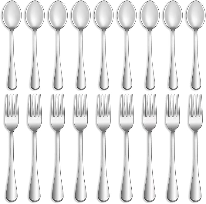24 Pcs Forks and Spoons Silverware Set, Food Grade Stainless Steel Flatware by MUTNITT