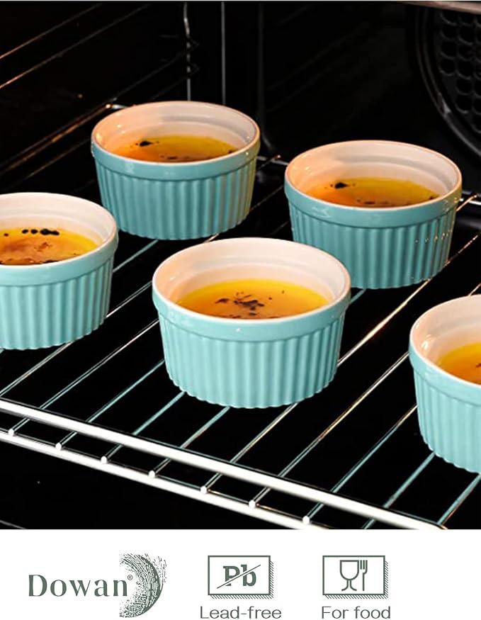 DOWAN Ramekins 6 oz Oven Safe for Creme Brulee Souffle, Porcelain Ramekin for - Image 3