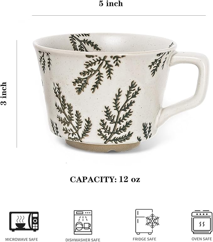 Vintage Ceramic Mug Set - 12 oz Unique Ceramic Coffee Mugs & Tea Cups - Image 5