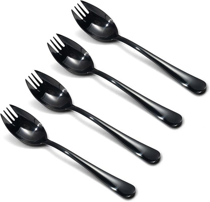 Alata Black Mirror Sporks 4-Pack Set Stainless Steel Sporks, 7.4 Inches Long by Alata