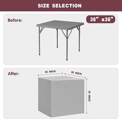 HolidayIdeas 2 Pack Square Fitted Table Covers - 38 x 38 Inch - Black Fabric Washable Tablecloth Protectors for Folding Table, Parties, Holiday Dinner, Trade Show, Vendor Stand