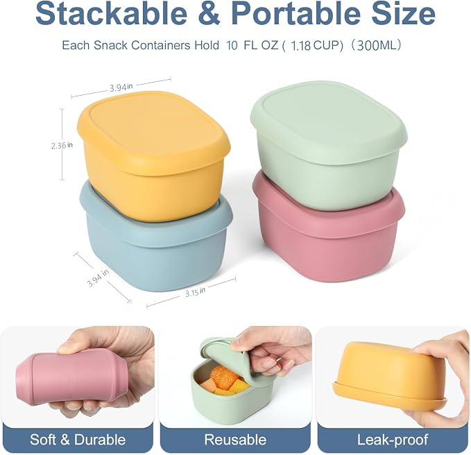 4 pcs 10 oz Silicone Snack Containers - Image 2