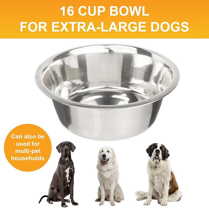Neater Pet Brands 16 Cup Stainless Steel Dog Bowls, Large Dog Water Bowl or - Image 2