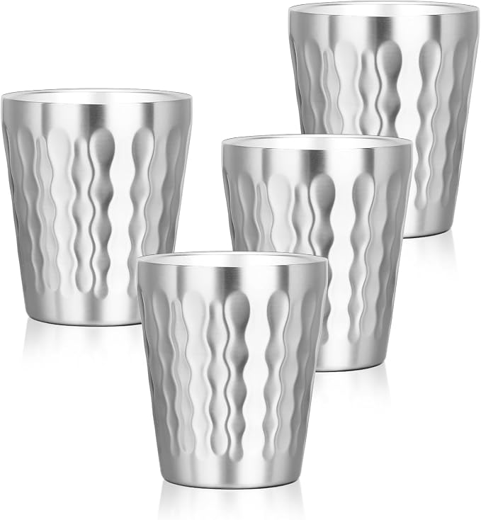 Stainless Cups, 10 oz Insulated Tumbler, 4 Pack Double Wall Unbreakable by Offiper