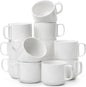 BTaT- Porcelain Stackable Coffee Mugs, 12 Pack, 12 oz, Dishwasher and Microwave by BrewToATea