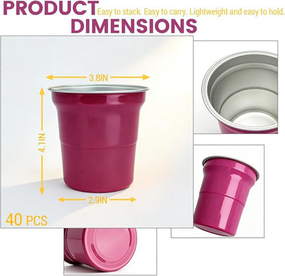 40 Pack 16oz Aluminum Cups Disposable Metal Cups 100% Recyclable & Reusable - Image 2