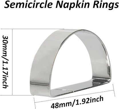 6PCS Silver Semicircle Napkin Rings, Metal Napkin Ring Holders Buckles - Image 2