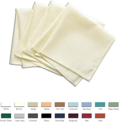 maxmill Jacquard Cloth Napkin 20 x 20 Inch Swirl Pattern Solid Washable Polyester Dinner Napkins Set of 4 with Hemmed Edges Great for Family Holiday Dinners Weddings Parties and Banquets Ivory