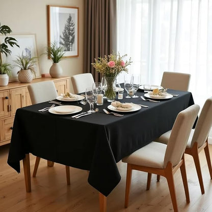 sancua Square Tablecloth - 60 x 60 Inch - Water Resistant Spill Proof Washable Polyester Table Cloth, Decorative Fabric Table Cover for Dining Tables, Buffet Parties and Camping, Black