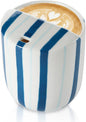 Ceramic Mug with Sip Hole 10 oz Deep and Light Blue Red Striped Ceramic Coffee by Ferrochef