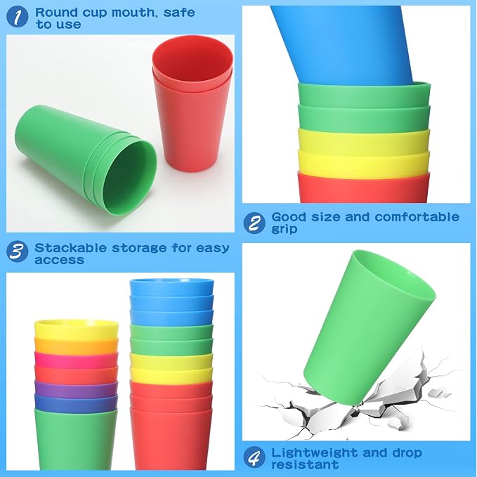 Yahenda 100 Pack 5.5 oz Kids Plastic Cups Reusable Toddler Cups - Image 3