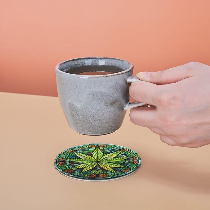 Weed Coasters for Drinks, Weed Decor Bar Drink Coasters for Coffee Table - Image 8