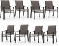 PHI VILLA Outdoor Dining Chairs Set of 8, Breathable Textilene Fabric and Metal Frame with Backrest and Armrest,Quick-Dry and Rustproof,Patio Chairs for Lawn,Garden