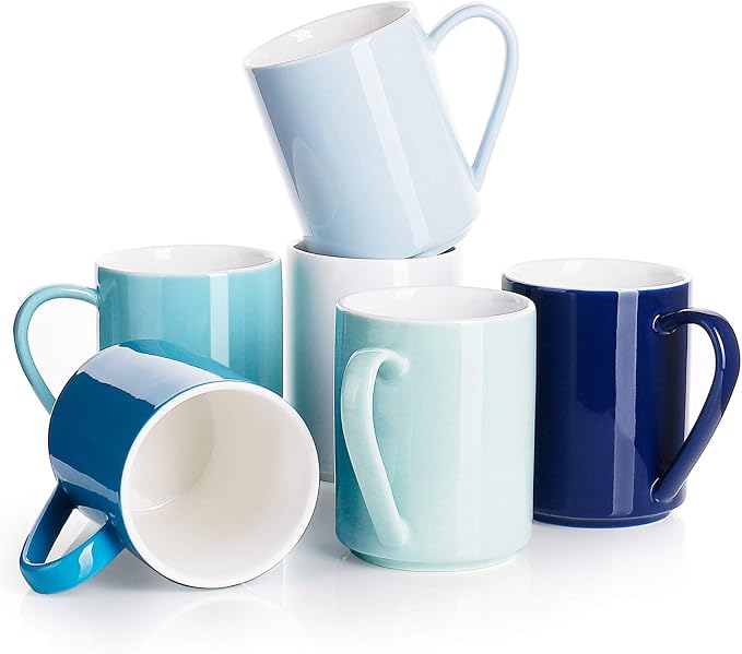 Sweese Coffee Mug, Porcelain 11 Oz Coffee Mugs Set of 6, Ceramic Coffee Cups by Sweese