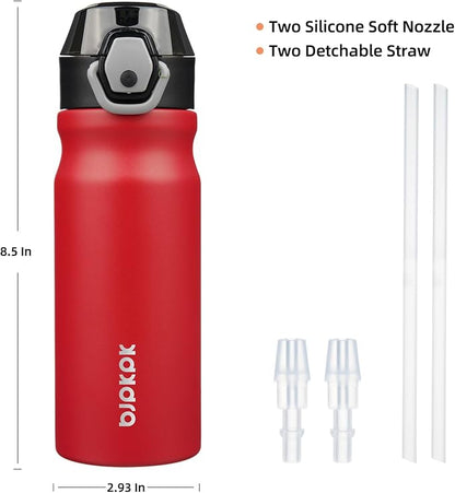 BJPKPK 18 oz Water Bottle with Straw & Handle, Insulated Stainless Flask | Leak - Image 4