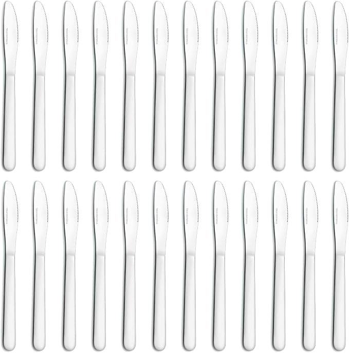24 Pieces Dinner Knives Set, 8.1" Inches Table Knives Set, Durable Butter Knife by Funnydin