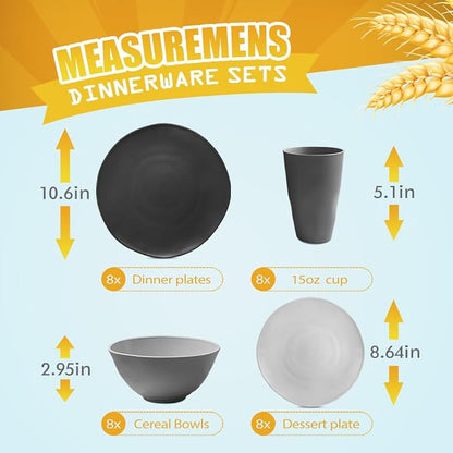 Teivio 32-Piece Plates and Bowls Sets - Image 2