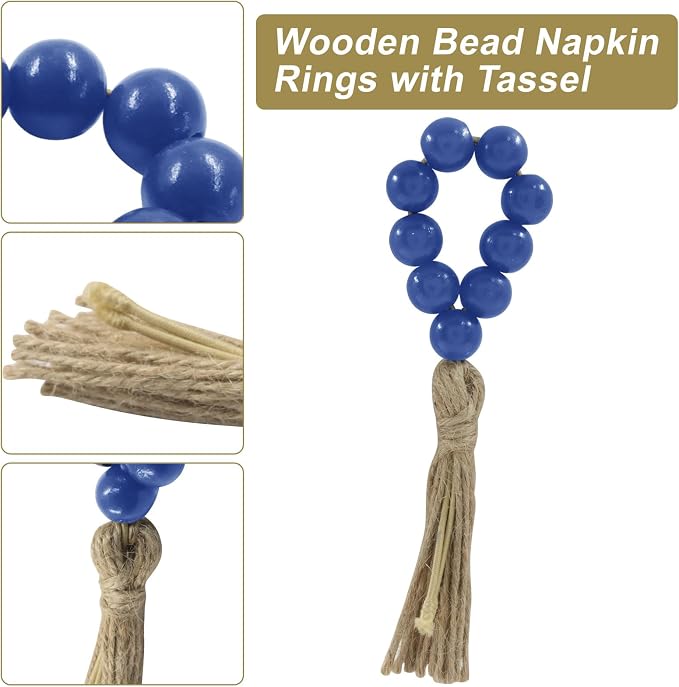 6pcs Wood Bead Napkin Rings - Image 3