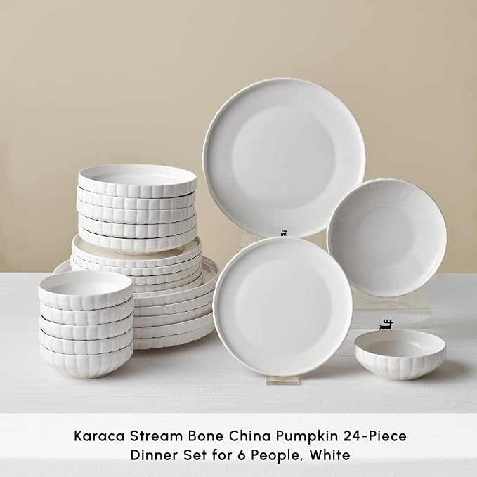 Karaca 24-Piece Bone China Pumpkin Dinnerware Set - Image 4